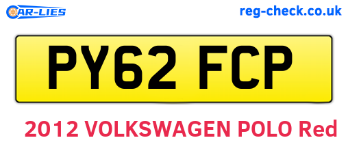 PY62FCP are the vehicle registration plates.