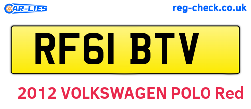 RF61BTV are the vehicle registration plates.