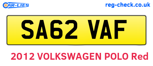 SA62VAF are the vehicle registration plates.
