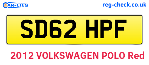 SD62HPF are the vehicle registration plates.