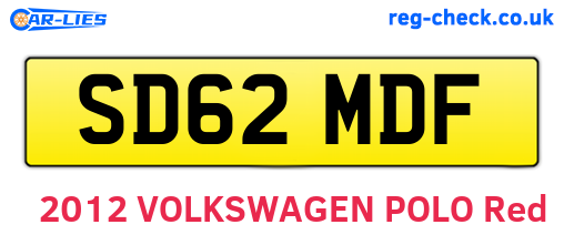 SD62MDF are the vehicle registration plates.