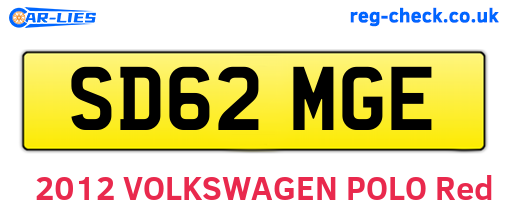 SD62MGE are the vehicle registration plates.
