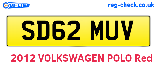 SD62MUV are the vehicle registration plates.