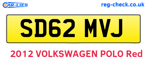 SD62MVJ are the vehicle registration plates.