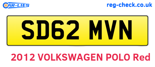 SD62MVN are the vehicle registration plates.