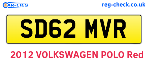 SD62MVR are the vehicle registration plates.