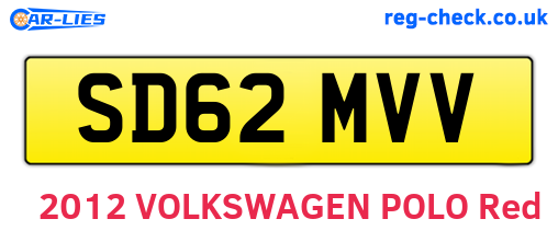 SD62MVV are the vehicle registration plates.