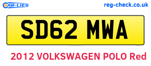 SD62MWA are the vehicle registration plates.