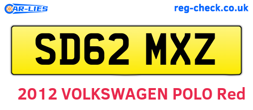SD62MXZ are the vehicle registration plates.