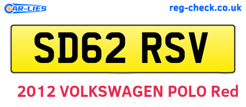 SD62RSV are the vehicle registration plates.