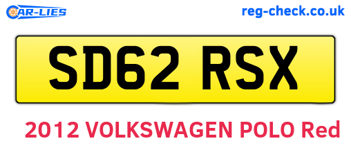 SD62RSX are the vehicle registration plates.