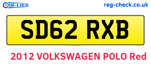 SD62RXB are the vehicle registration plates.