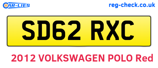 SD62RXC are the vehicle registration plates.