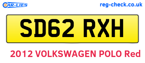 SD62RXH are the vehicle registration plates.