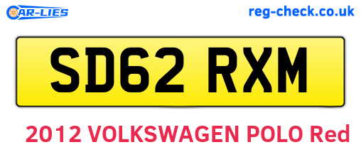 SD62RXM are the vehicle registration plates.