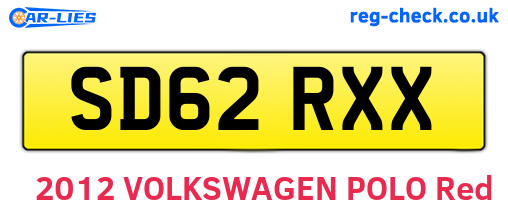 SD62RXX are the vehicle registration plates.