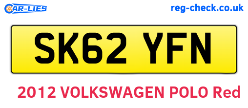 SK62YFN are the vehicle registration plates.