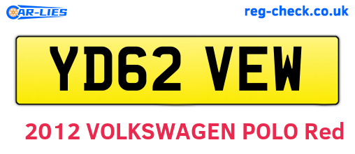 YD62VEW are the vehicle registration plates.