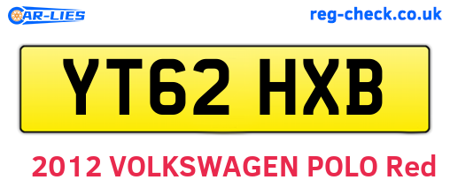 YT62HXB are the vehicle registration plates.