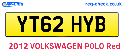 YT62HYB are the vehicle registration plates.
