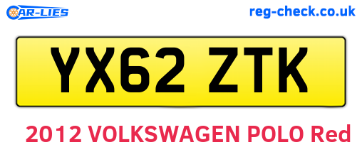 YX62ZTK are the vehicle registration plates.