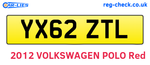 YX62ZTL are the vehicle registration plates.