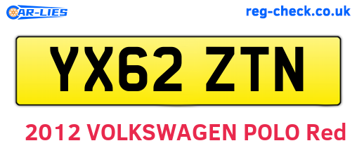 YX62ZTN are the vehicle registration plates.