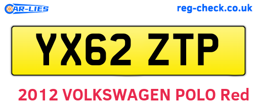 YX62ZTP are the vehicle registration plates.