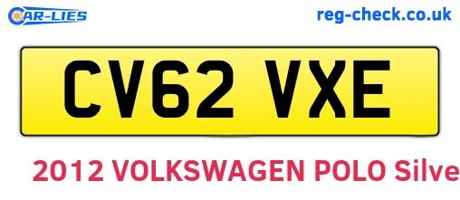 CV62VXE are the vehicle registration plates.