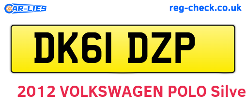 DK61DZP are the vehicle registration plates.