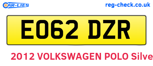 EO62DZR are the vehicle registration plates.