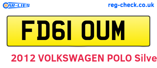 FD61OUM are the vehicle registration plates.