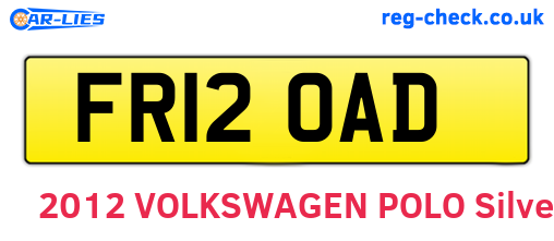 FR12OAD are the vehicle registration plates.