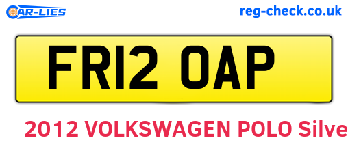 FR12OAP are the vehicle registration plates.