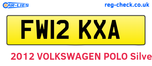 FW12KXA are the vehicle registration plates.