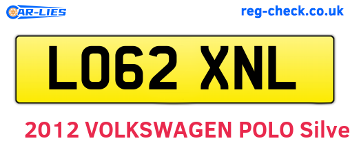 LO62XNL are the vehicle registration plates.