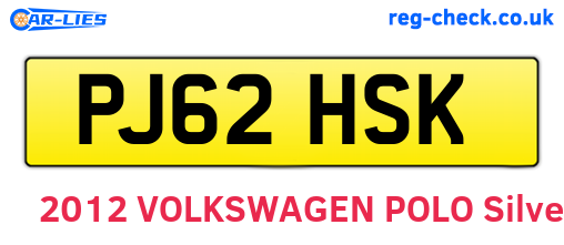 PJ62HSK are the vehicle registration plates.