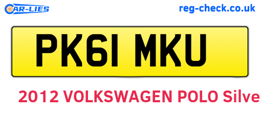 PK61MKU are the vehicle registration plates.