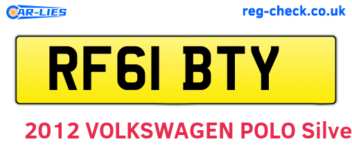 RF61BTY are the vehicle registration plates.