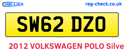 SW62DZO are the vehicle registration plates.
