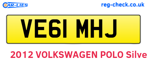 VE61MHJ are the vehicle registration plates.