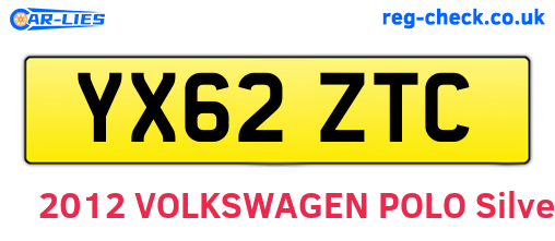 YX62ZTC are the vehicle registration plates.