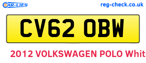 CV62OBW are the vehicle registration plates.