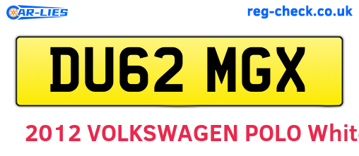 DU62MGX are the vehicle registration plates.