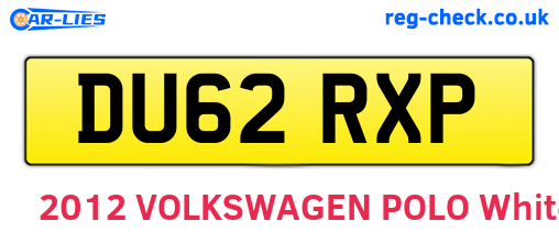 DU62RXP are the vehicle registration plates.