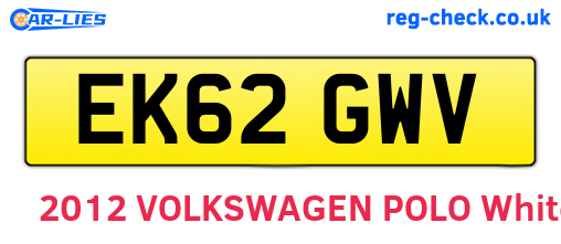 EK62GWV are the vehicle registration plates.