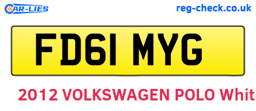 FD61MYG are the vehicle registration plates.
