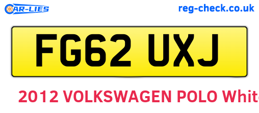 FG62UXJ are the vehicle registration plates.
