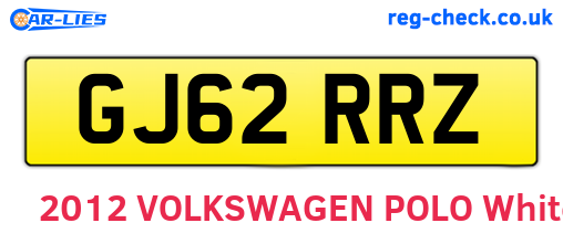 GJ62RRZ are the vehicle registration plates.