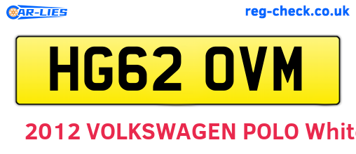 HG62OVM are the vehicle registration plates.